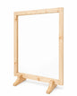 A light natural wood freestanding sign holder or acrylic board frame on a white background, with small text below reading 'yoyo_power_acrylic_board.png'.